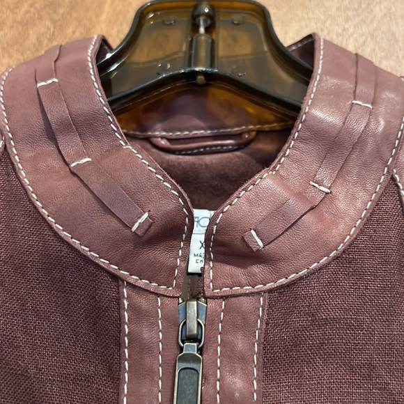 CACHE LINEN JACKET WITH LEATHER CONSTRAST - Picture 4 of 13